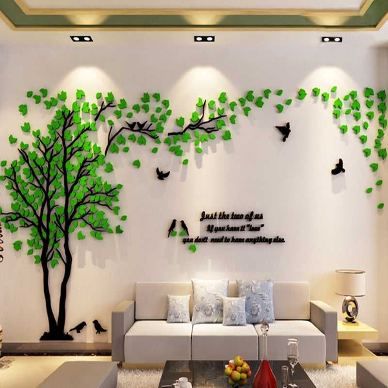 3D Tree Acrylic Mirror Wall Sticker Decals DIY Art TV Background Wall  Poster Home Decoration Bedroom Living Room Wallstickers