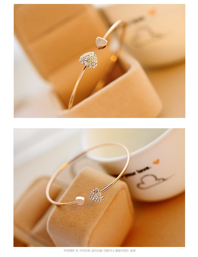 New Fashion Adjustable Crystal Double Heart