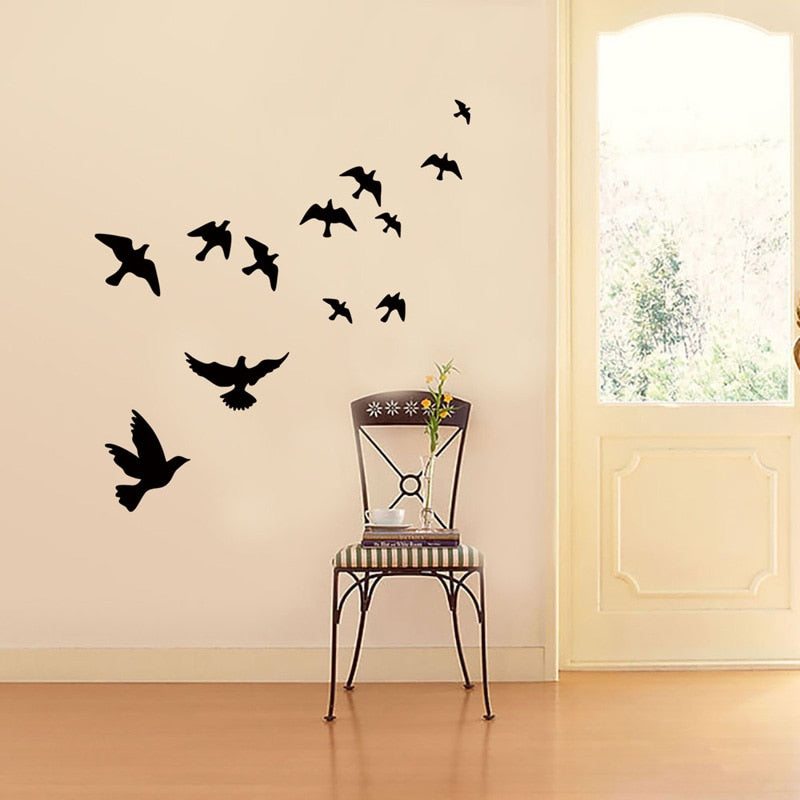 Group of birds Wall Sticker Black carved PVC Living room Sofa TV background decoration Mural Decals art stickers wallpaper