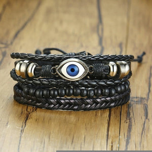 Set Braided Wrap Leather Bracelets