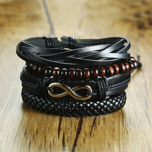 Set Braided Wrap Leather Bracelets