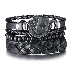 Set Braided Wrap Leather Bracelets