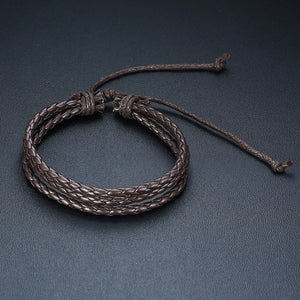 Set Braided Wrap Leather Bracelets