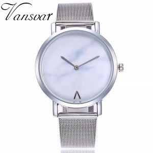 Vansvar Brand Creative Mesh Band Marble Quartz Watch Casual Women Stainless Steel Wristwatches Relogio Feminino Drop Shipping