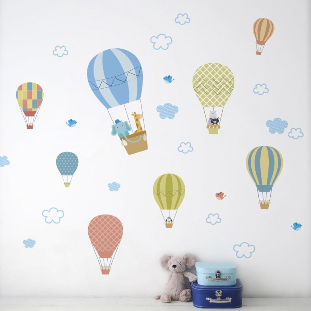 White Cloud Hot Air Balloon wall sticker baby bedroom children's room decoration wallpaper home decor mural removable stickers