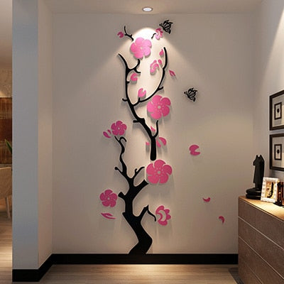 3D Wall Sticker Mirror Flower Wall Art Flower Wall Decals for Girls Bedroom  3d