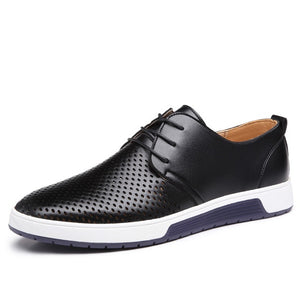 Merkmak New 2019 Men Casual Shoes Leather Summer Breathable Holes