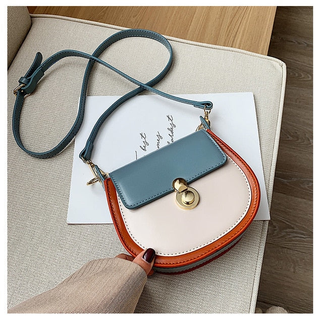 PU Leather Contrast Color Crossbody Bags For Women 2020 Fashion Small Shoulder Bag Female Handbags And Purses Travel Bags