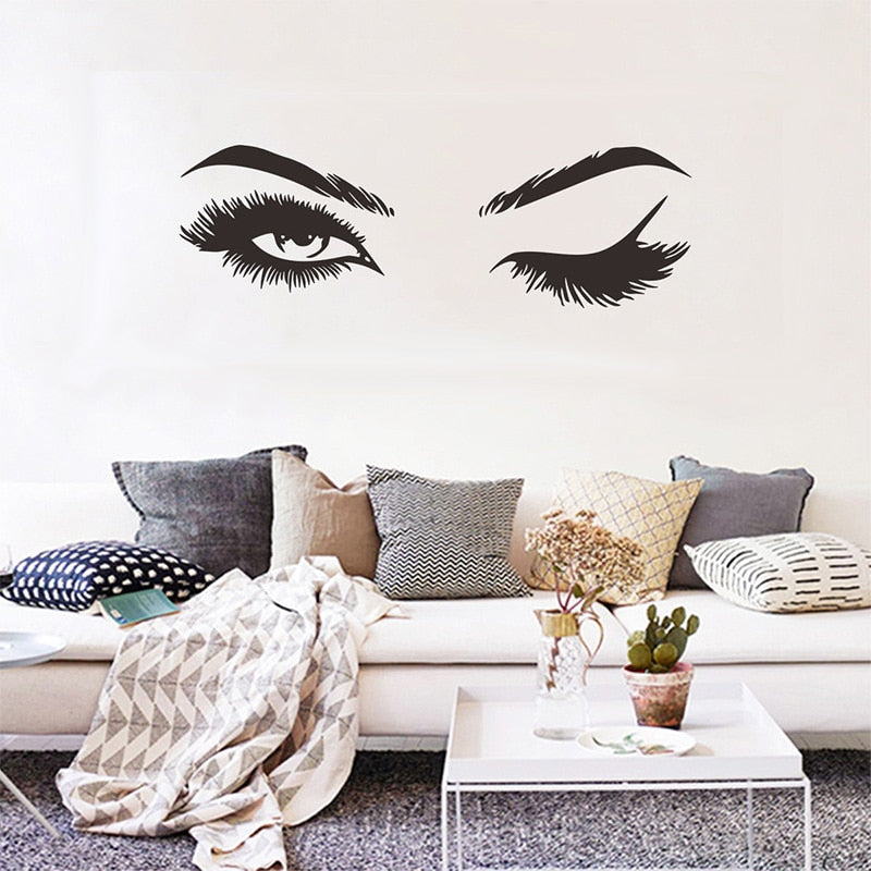 Pretty eyelashes Wall Sticker big eyes for Girl room living room decorations home wallpaper bedroom Art Decals Sexy stickers