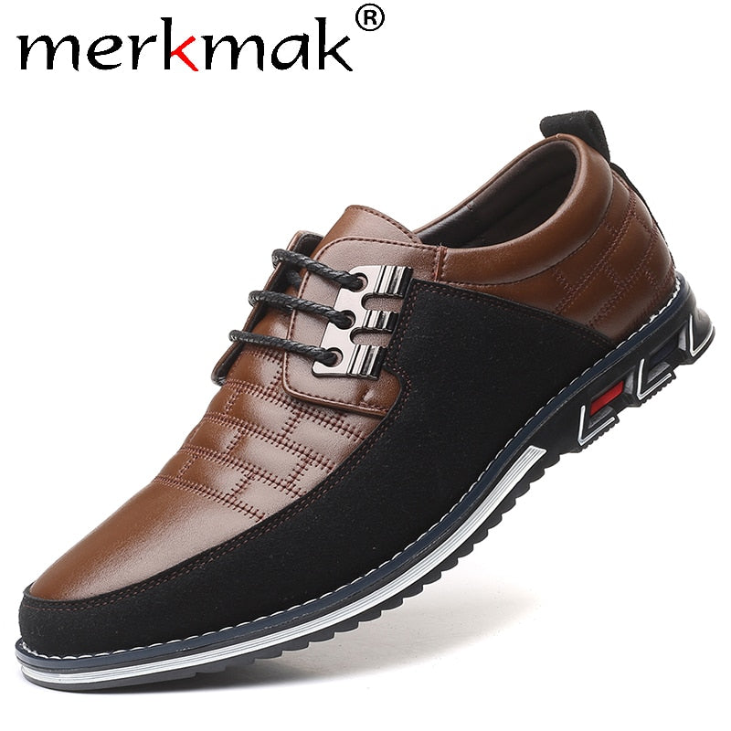 Merkmak Autumn Genuine Leather Men Casual Shoes Breathable lace-up Oxfords Dress Business Formal Wedding Party Big Size Shoes