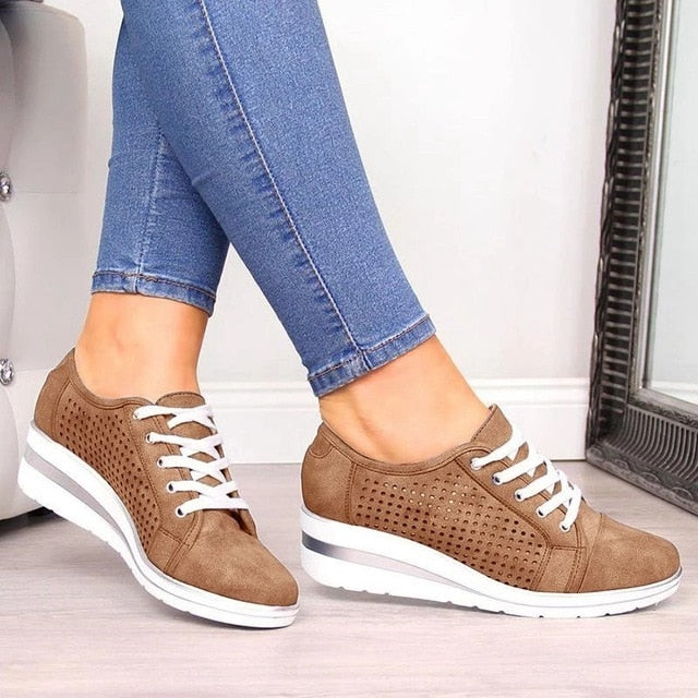 WDHKUN Autumn Women Flats Shoes Female Hollow Breathable Mesh Casual Shoes For Ladies Slip On Flats Loafers Lace Up Shoes Beach