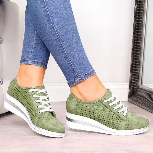 WDHKUN Autumn Women Flats Shoes Female Hollow Breathable Mesh Casual Shoes For Ladies Slip On Flats Loafers Lace Up Shoes Beach