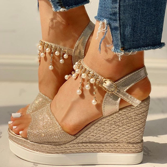 SARAIRIS high heels Leisure platform Fashion Chains summer sandals women's Wedges shoes female