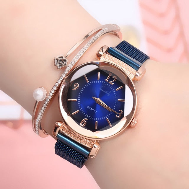 Women Watch Gradient Dial Milan Strap Luxury Fashion Ladies Watch Women Dress Watches Party Decoration Gifts