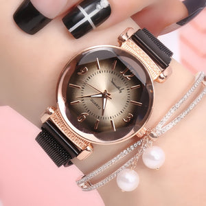 Women Watch Gradient Dial Milan Strap Luxury Fashion Ladies Watch Women Dress Watches Party Decoration Gifts