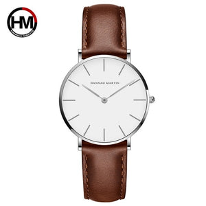 Dropshipping Japan Quartz Simple Women Fashion Watch White Leather Strap Ladies Wrist Watches Brand Waterproof Wristwatch 36mm