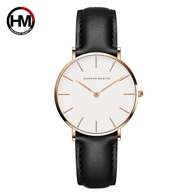 Dropshipping Japan Quartz Simple Women Fashion Watch White Leather Strap Ladies Wrist Watches Brand Waterproof Wristwatch 36mm