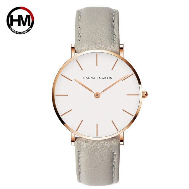 Dropshipping Japan Quartz Simple Women Fashion Watch White Leather Strap Ladies Wrist Watches Brand Waterproof Wristwatch 36mm