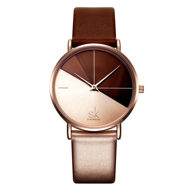 Shengke Women's Watches Fashion Leather Wrist Watch Vintage Ladies Watch Irregular Clock Mujer Bayan Kol Saati Montre Feminino