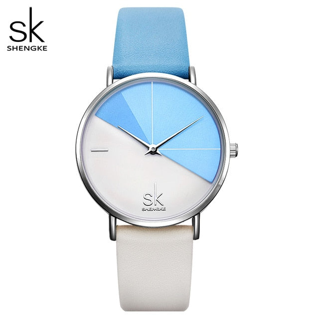 Shengke Women's Watches Fashion Leather Wrist Watch Vintage Ladies Watch Irregular Clock Mujer Bayan Kol Saati Montre Feminino