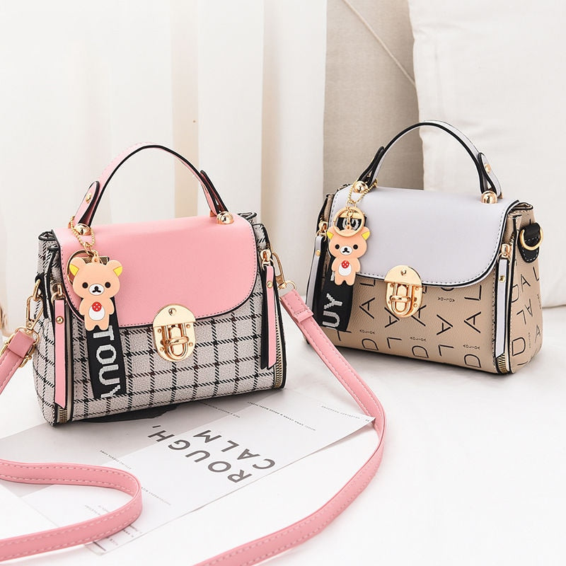 New Cute Type Ladies PU Handbag High Quality 2020 Hot Sale Small Girls Exquisite Color Matching Casual Fashion Small Square Bag