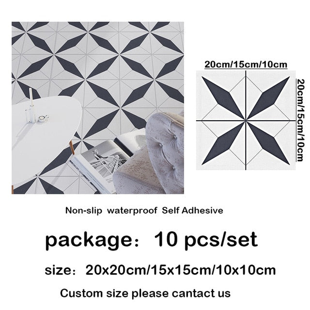 Non-slip Floor Tile Stickers Self Adhesive Ceramic Waterproof Wallpapers Art Diagonal Floor Stickers Kitchen DIY 10/15/20/30cm