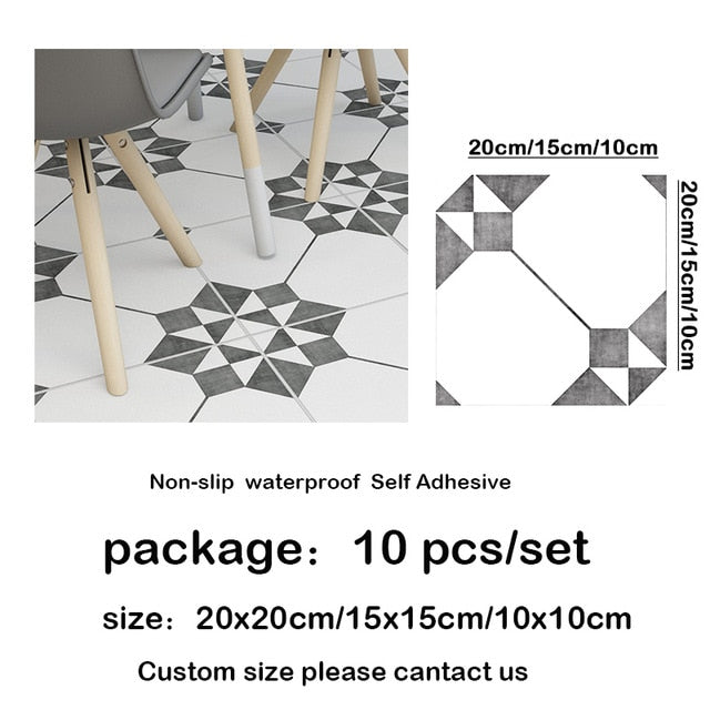 Non-slip Floor Tile Stickers Self Adhesive Ceramic Waterproof Wallpapers Art Diagonal Floor Stickers Kitchen DIY 10/15/20/30cm