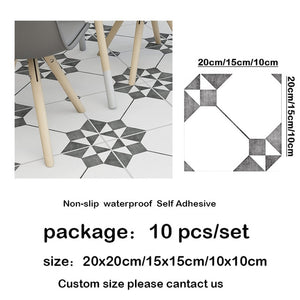 Non-slip Floor Tile Stickers Self Adhesive Ceramic Waterproof Wallpapers Art Diagonal Floor Stickers Kitchen DIY 10/15/20/30cm