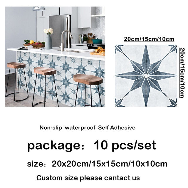 Non-slip Floor Tile Stickers Self Adhesive Ceramic Waterproof Wallpapers Art Diagonal Floor Stickers Kitchen DIY 10/15/20/30cm