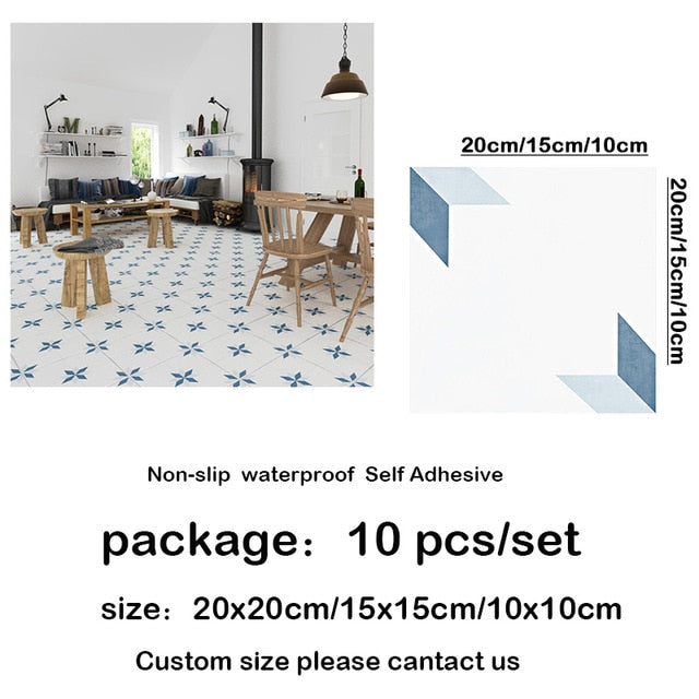 Non-slip Floor Tile Stickers Self Adhesive Ceramic Waterproof Wallpapers Art Diagonal Floor Stickers Kitchen DIY 10/15/20/30cm