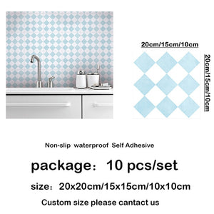 Non-slip Floor Tile Stickers Self Adhesive Ceramic Waterproof Wallpapers Art Diagonal Floor Stickers Kitchen DIY 10/15/20/30cm