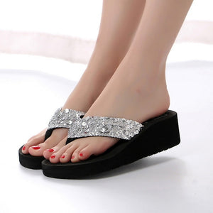 Women's Flip-flops Bright Diamond Casual Outdoor Travel Flip Flop Beach Shoes Women Non-slip Slippers Dropshipping