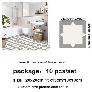 10pcs Waterproof Non Slip Floor Stickers Self Adhesive Marble Wallpapers Bathroom Wall Sticker Decals DIY Wall Ground Decor