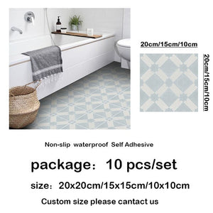 10pcs Waterproof Non Slip Floor Stickers Self Adhesive Marble Wallpapers Bathroom Wall Sticker Decals DIY Wall Ground Decor