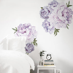 New style Purple peony wall stickers bedroom living room decoration mural home decor decals removable flowers stickers wallpaper