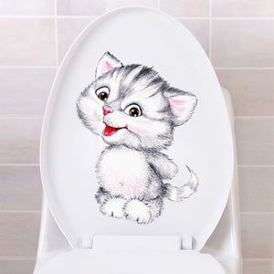 Very cute cartoon kitten Wall Sticker for Bathroom Toilet Living Room Home decoration art Decals Poster wallpaper mural Stickers