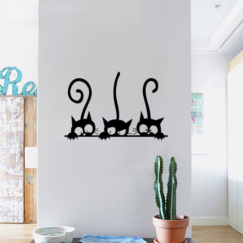 Three funny cats Wall Sticker Home Decor kids room living room Background decoration Mural art Decals Cute animal stickers